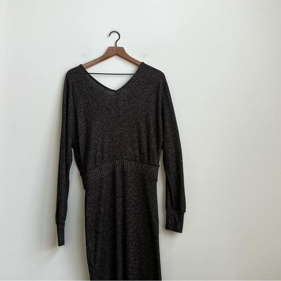 Anthropologie Daily Practice Barre Midi V-neck Rib Knit Sweater Dress Hipster - Picture 15 of 16